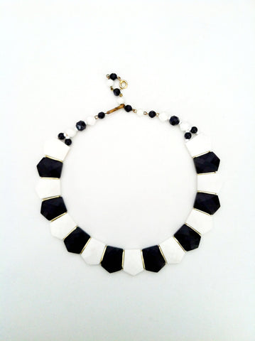 1960s black and white collar necklace - SOLD