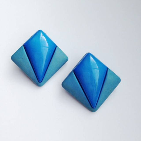 Blue clip on earrings