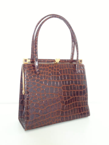 Brown mock croc handbag - SOLD