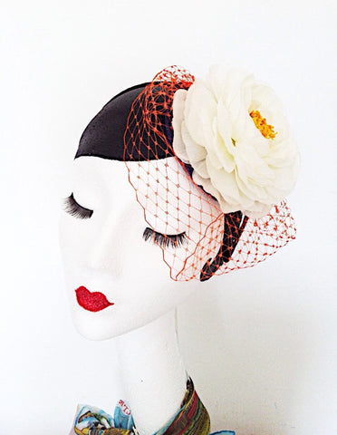 Peaches and cream flower fascinator  Sold