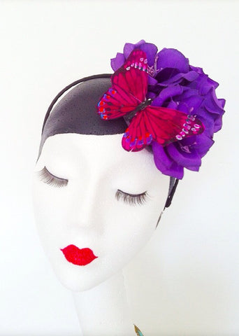 Purple floral Frida hairband