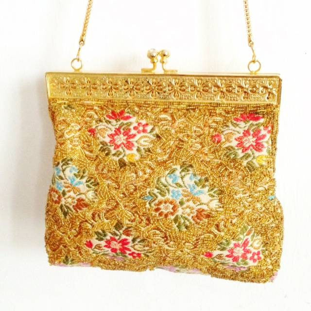 gold beaded handbag