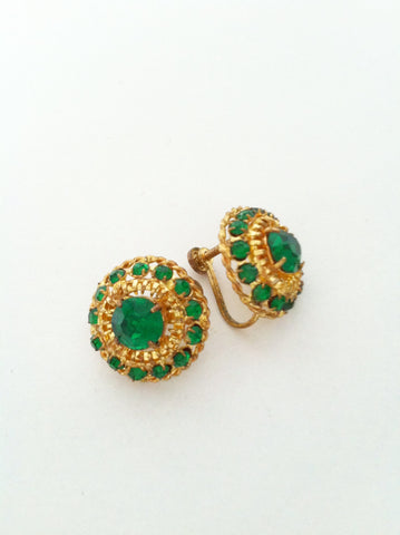green stone 1940s earrings - SOLD