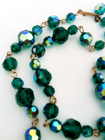 1950s green glass necklace - SOLD