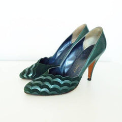 Green suede and metallic leather shoes