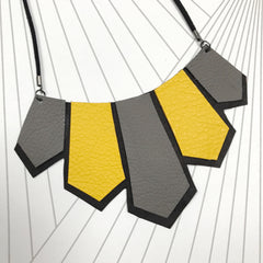 Contemporary Geometric Leather Necklace.  SOLD OUT