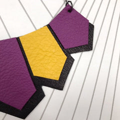 Geometric Leather Necklace - Art Deco Inspired - Statement Necklace  SOLD OUT