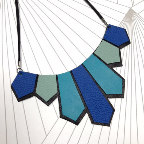 Geometric Leather Necklace - Statement jewellery - Art Deco SOLD OUT