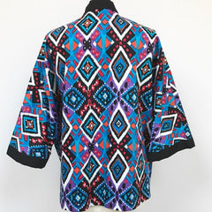 Aztec Print Kimono Style Jacket With Pockets