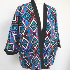 Aztec Print Kimono Style Jacket With Pockets