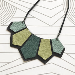 Leather Geometric Art Deco Style Necklace   SOLD OUT