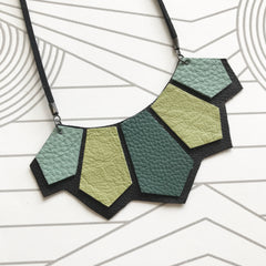Leather Geometric Art Deco Style Necklace   SOLD OUT