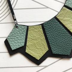 Leather Geometric Art Deco Style Necklace   SOLD OUT