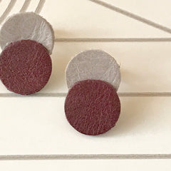 Mini Leather Circle Stud contemporary Earrings    SOLD OUT
