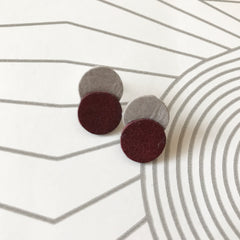 Mini Leather Circle Stud contemporary Earrings    SOLD OUT