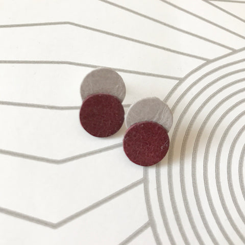 Mini Leather Circle Stud contemporary Earrings    SOLD OUT