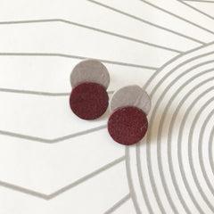 Mini Leather Circle Stud contemporary Earrings    SOLD OUT