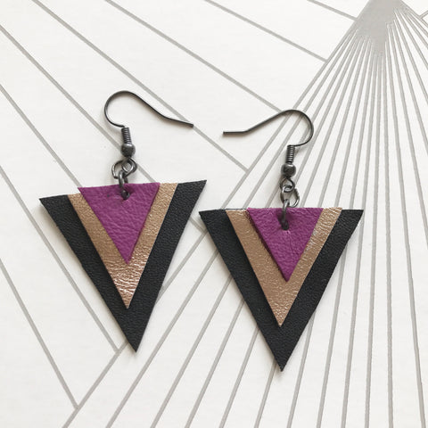 Geometric Leather Earrings