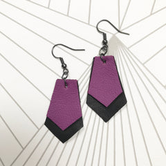 Leather Geometric Contemporary Art Deco Earrings
