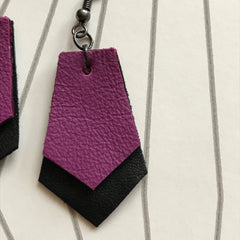 Leather Geometric Contemporary Art Deco Earrings