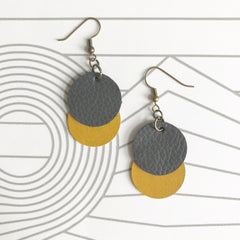 Grey and Mustard Leather Earrings SOLD OUT