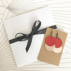 Orange and Gold Leather Circle Earrings   SOLD OUT