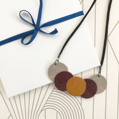 Leather Circle Contemporary Necklace