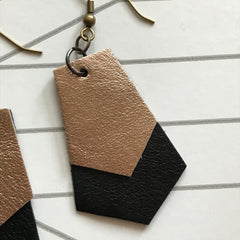 Gold and Black Leather Earrings  SOLD OUT