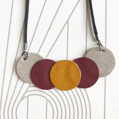 Leather Circle Contemporary Necklace