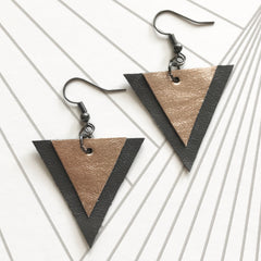 Grey and Gold Geometric Earrings