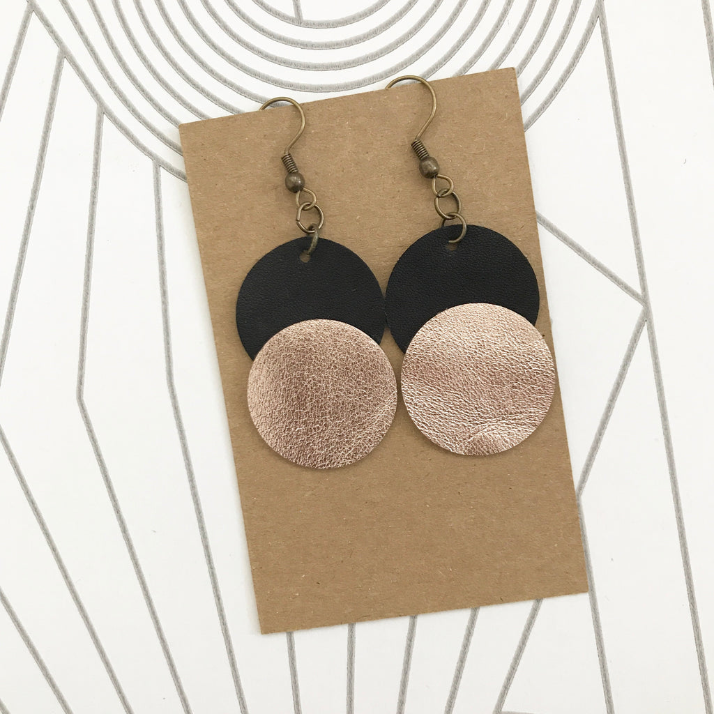 Circle leather clearance earrings