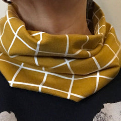 Mustard Check Organic Cosy Cowl Scarf