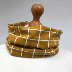 Mustard Check Organic Cosy Cowl Scarf