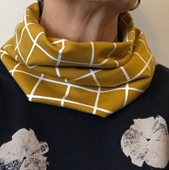 Mustard Check Organic Cosy Cowl Scarf