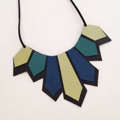 Hand Cut geometric contemporary modern leather jewellery necklace
