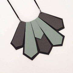 Hand cut geometric Leather Necklace