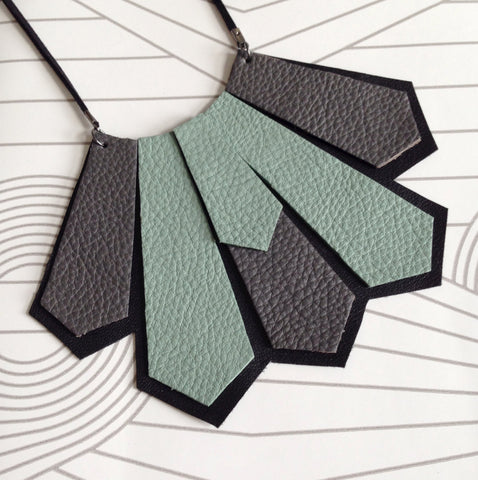 Hand cut geometric Leather Necklace
