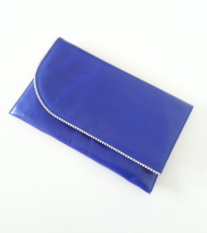 Blue leather clutch bag by Jacques Vert SOLD