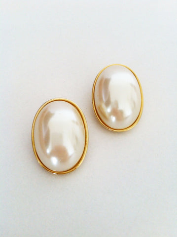 Large clip on pearl earrings - sold out