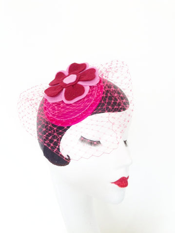 Pink flower girl headband