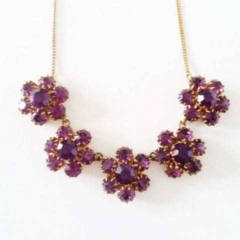 purple floral necklace -SOLD