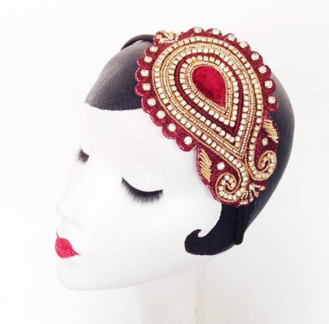 Red Paisley Headband Sold