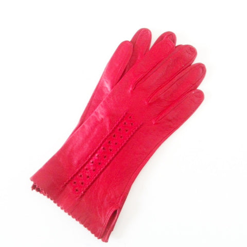 Red leather gloves - SOLD