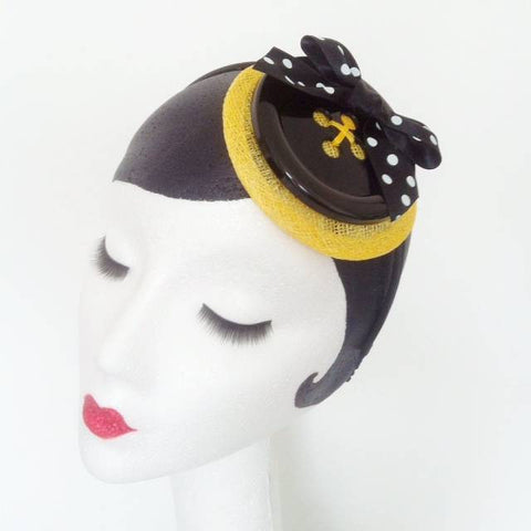 Cute as a button yellow and black headband - sold