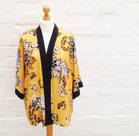 Mustard Floral Kimono   SOLD